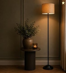 tu casa Foldable Metal Floor Lamps with Beige Jute Shade for Home Dcor