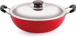 Nirlon Nonstick Aluminium Deep Fry Kadai/Wok 22cm with Stainless Steel
