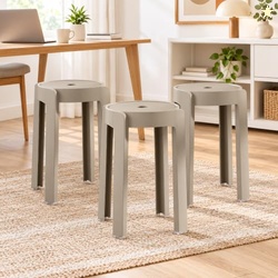 The Artment Khaki Set of 3 Tivo Plastic Stool Modern Stackable Multipu