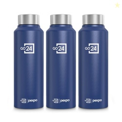 Go24 pexpo Stainless Steel Water Bottle Chromo Denim Blue 750ml | Pack