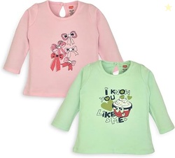Baby Girls 100% Cotton Full Sleeve Girls Top, Pack of 2