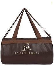 Brown Faux Leather Sports Duffel Gym Bag (22 Ltrs)