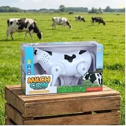 Milky Cow Walking Toy for Kids | Realistic Farm Animal with Sound, Bat