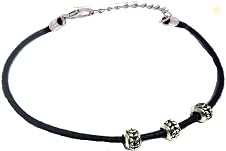 GURJARI JEWELLERS Silver with Beads Tyer Anklet for Girls (Black)