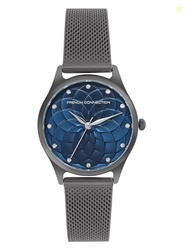 Cleo Round Analog Watch with Gun Mesh Strap for Women - FCP43GNM