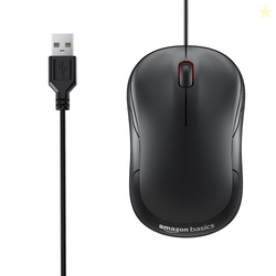 amazon basics Wired USB Mouse, 3-Button | 1000 DPI Optical Sensor, Plu