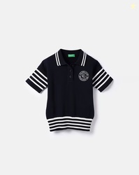 UNITED COLORS OF BENETTON Girls Stripes Regular Fit T-Shirt