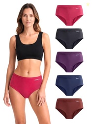 SWAGR 5 Pack Women's High Coverage Super Combed Cotton Hipster Panty S