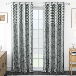MollisHomes Door Curtains 7 Feet Pack of 1, Damask, Grey & White | Dam