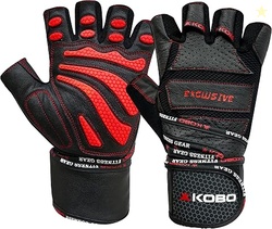 Kobo WTG-13 Professional Leather Gym Gloves for Fitness/Functional Tra