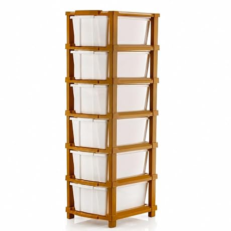 Kavira Plastic Drawer Storage Tower - Space Organizer|White,6 Layer |