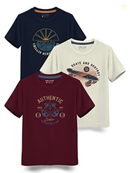 Trendy Typographic Printed Cotton Blend Half Sleeve T-Shirt for Boys -