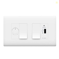wipro Northwest (Nowa) Switch Combo of 4M Plate + 1M 6A Switch x2 + US