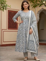 KALINI Women Embroidered Kurta with Trousers With Dupatta