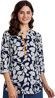 Women Cotton Printed Straight-fit Short Kurti (Available in Plus Sizes