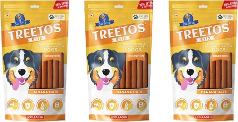 Dr. Pets Pack of 3 (85g Each) Treetos Chicken Stix Dog Treats | Banana