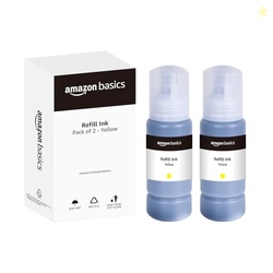 Amazon Basics 003 Refill Ink Bottle Dual Pack, 70ml, Yellow | Compatib