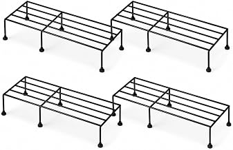 Homeor Metal Plant Stand for Balcony | Set of 4 | Rectangle Black | An