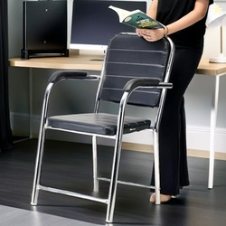 Office Chair Visitor Chair with arm Rest with Steel Frame and Cushione