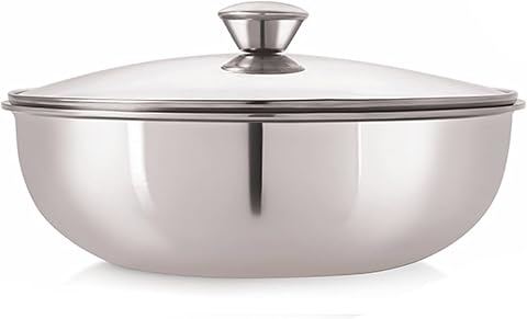 NIRLON Triply Stainless Steel Tasla Cum Kadhai Without Handle, 2 Litre