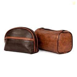 SNDIA 2-Set PU Leather Toiletry Travel Bags for Men and Women | Multip