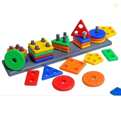 TinyPlay Geometric Shape Stacker Rectangle | Colorful Sorting and Shap