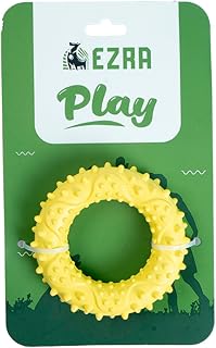 EZRA Play Spiky Small Ring Dog Chew Toy - Yellow | Durable Non-Toxic R