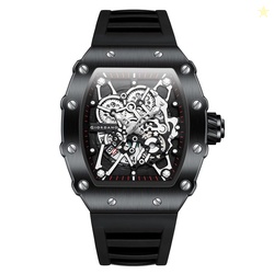 Analog Watch for Men - Skeleton-Style Dial | Brushed Steel Case with S