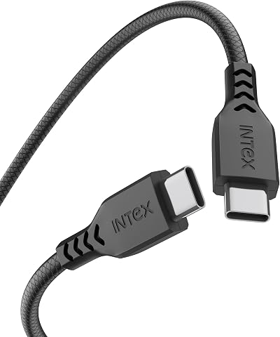 Intex Speed 65W Type C to C Fast Charging & Data Sync, Tangle Free Cab