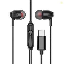AROMA HF1002 Type C Wired Earphone with HD Quality in-Line Mic,12mm Dr