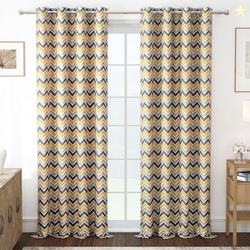 MollisHomes Door Curtains 9 Feet Pack of 2, Chevron, Yellow & Grey | C