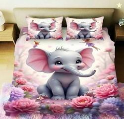 Home Sizzler Premium 7D Kids Soft Microfiber Double Bedsheet with 2 Pi