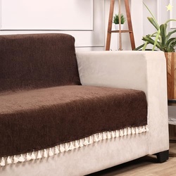 STITCHNEST Brown Chenille Sofa Cover 24x60 Inch  Soft, Durable & Textu