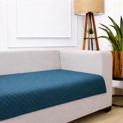 STITCHNEST 1 Seater Quilted Velvet Sofa Cover | Elegant Castleton Gree