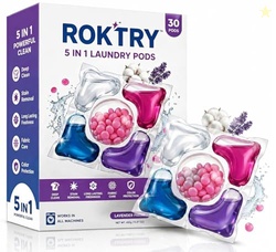 ROKTRY 5-in-1 Laundry Detergent Pods 30 Pods Commercial Mega Pack Ultr