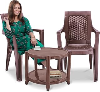 Classic Plastic Table & Chair Set | Elegant Design, Sturdy Build | Per