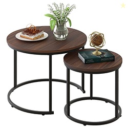 aboxoo Coffee Table Nesting Side Round Set of 2 End Table Top Sturdy M