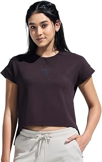 Women's High Low Top with Chest Logo Print