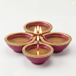 Pure Source India Traditional Handmade Earthen Clay Big Size Diya for