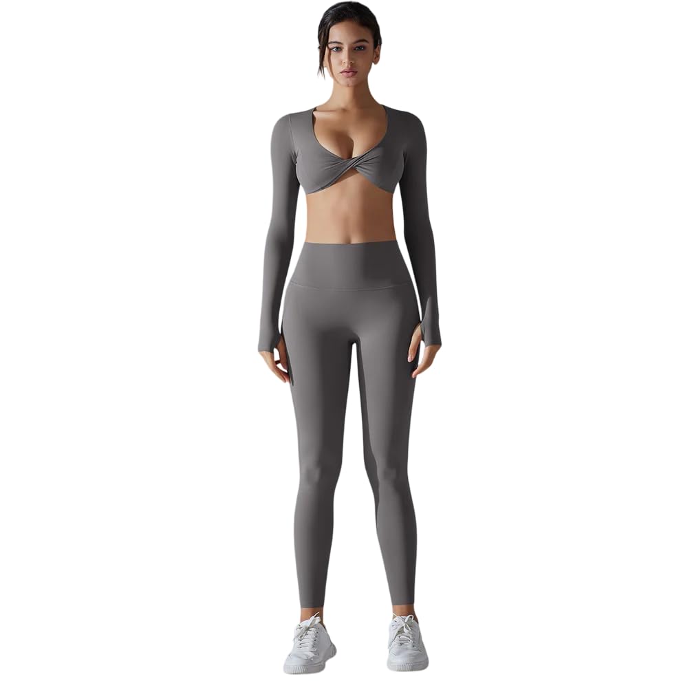 E - Ezra Chic Full Sleeve Bra & Leggings High Waist Butt Lifting Yoga