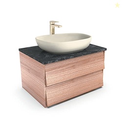 Luxe Wall Mount Bathroom Vanity 750mm | Natural Oak Wood Finish Storag