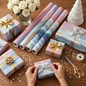Prettykrafts Handpaint Scenic Gift Wrapping Paper | Pack of 5 | 70x50x
