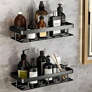 JIALTO 2 Pcs Self Adhesive Wall Shelf | No Drill Wall Mounted Storage