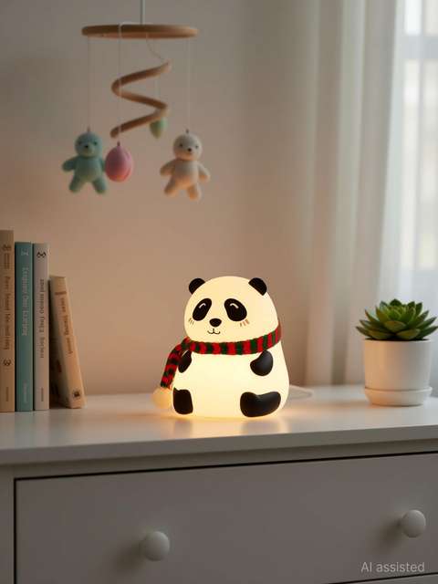 ZEBIFY Panda Lamp (Inbuilt 7 Different Lights) Night Lamp (13 cm,...mo