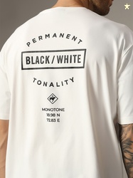 Monotone Men Typography Printed Boxy T-shirt