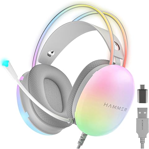 HAMMER Blaze Wired Over Ear Gaming Headphones with Mic, 50mm Drivers,