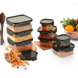 CELLO Modulock Pet Storage Container For Kitchen Set of 9 Pcs, Black (
