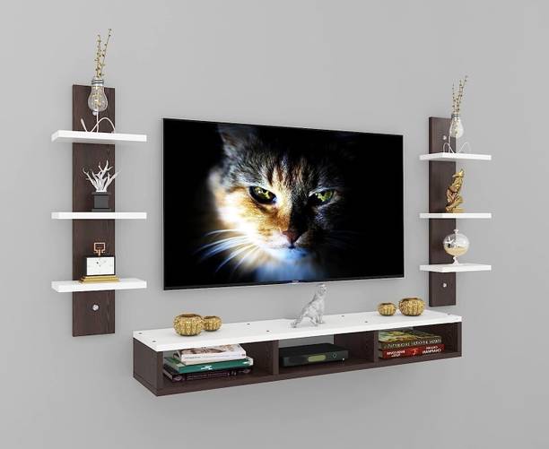 Deco India Wooden TV Unit Wall Mounted for Wall & Living Room (Brown &