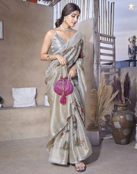 YASHIKA Printed Daily Wear Art Silk Saree Grey