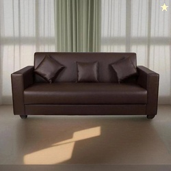 gnanitha Leatherette 3 Seater  Sofa (Finish Color - BROWN, DIY(Do-It-Y